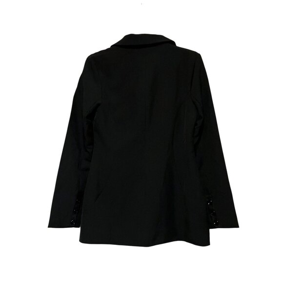 Akira Blazer L Black Fitted Hourglass Minimalist Neutral Goth Capsule Office - Picture 6 of 9